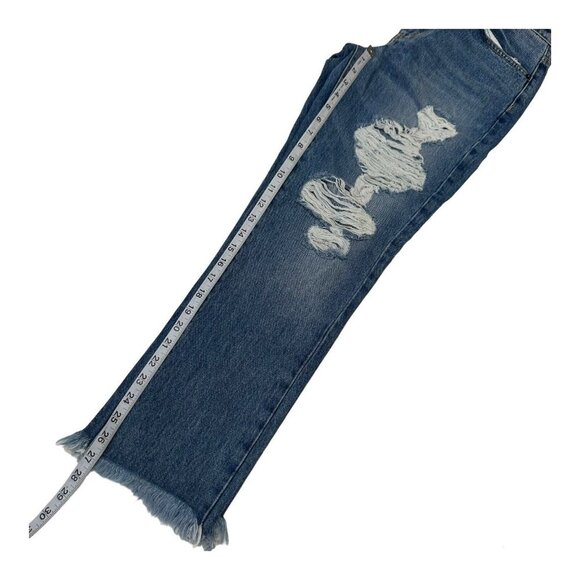 CARMAR Women SZ 26 Distressed Denim Jean High Rise-Straight leg-Raw Hem- Blue - Picture 8 of 10